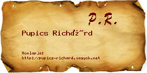 Pupics Richárd névjegykártya
